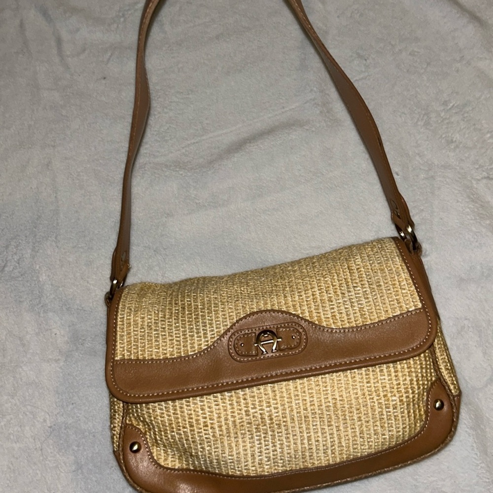 Etienne Aigner Tan and Brown Shoulder Bag
